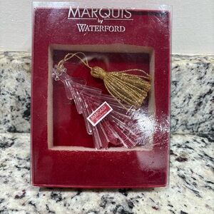 Waterford Marquis Crystal Tree Ornament with Gold Tassel
